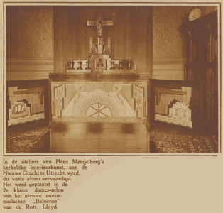 872995 Afbeelding van een door in het atelier van Hans Mengelberg's Kerkelijke Interieurkunst (Nieuwegracht 53) te ...